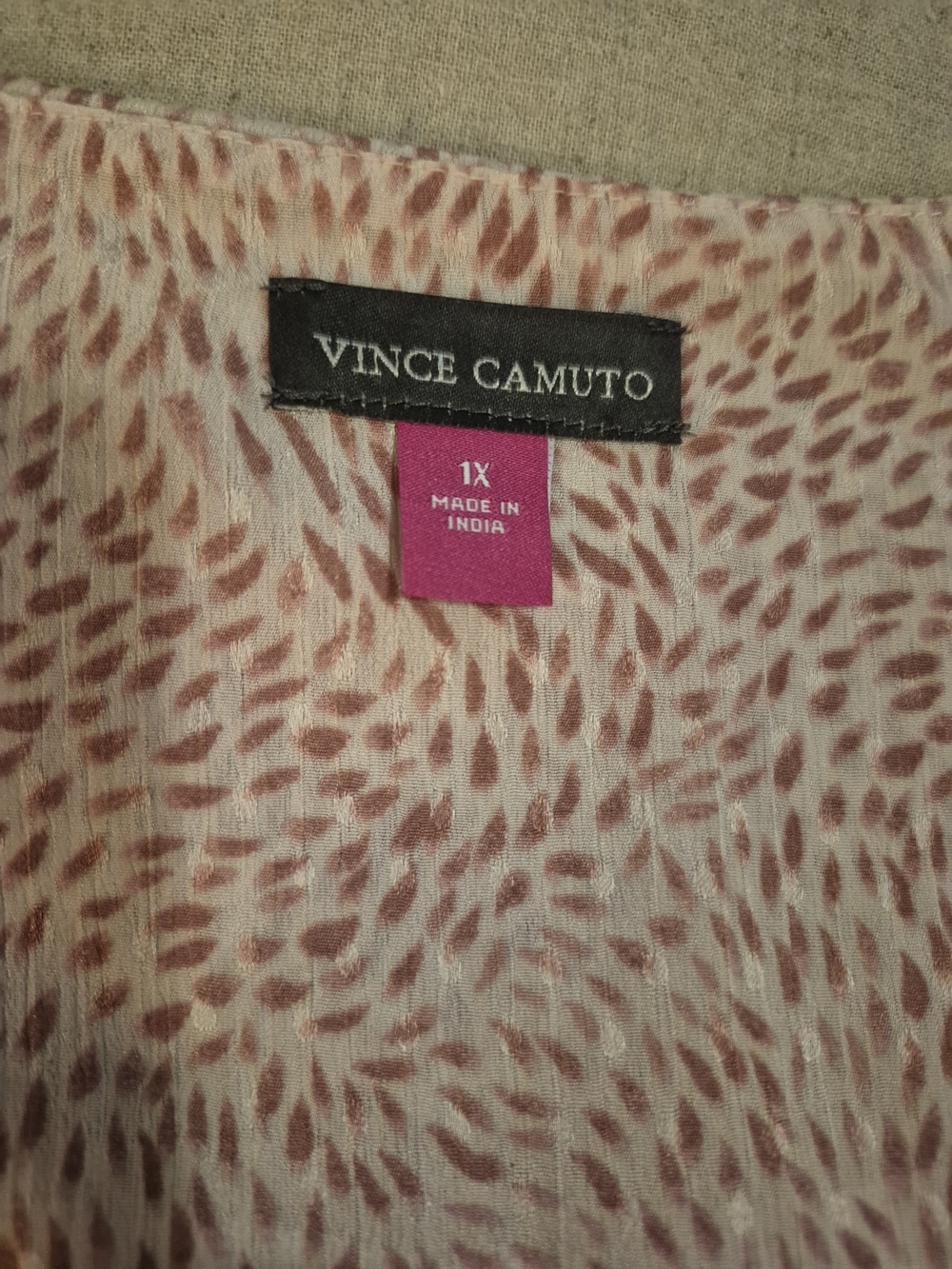 Vince Camuto Pink Printed V-Neck Ruffle Sleeve Blouse - Picture 3 of 7